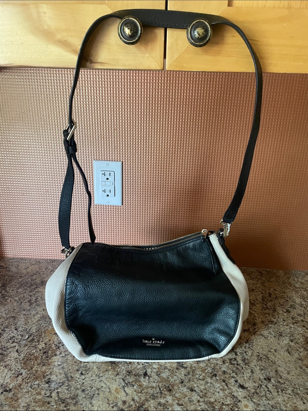 kate spade Black and Cream Leather Shoulder Bag